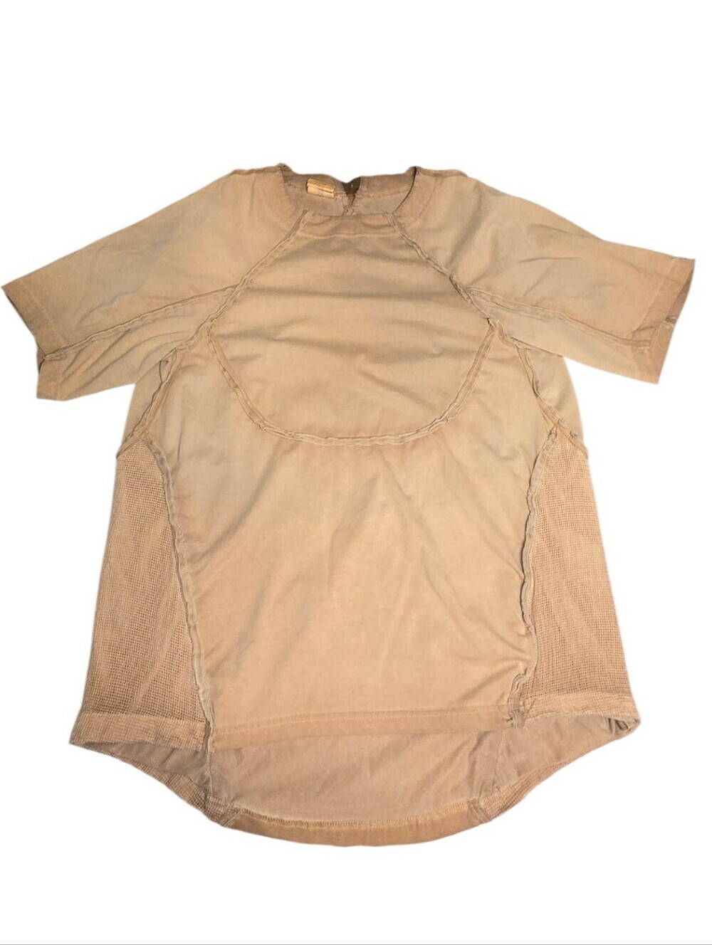 CHAUNK ORKLAD PHILOSOPHY Drkle1 G1AM0 Tan Cold Dyed Cotton Mesh Panel T Shirt - Picture 2 of 14